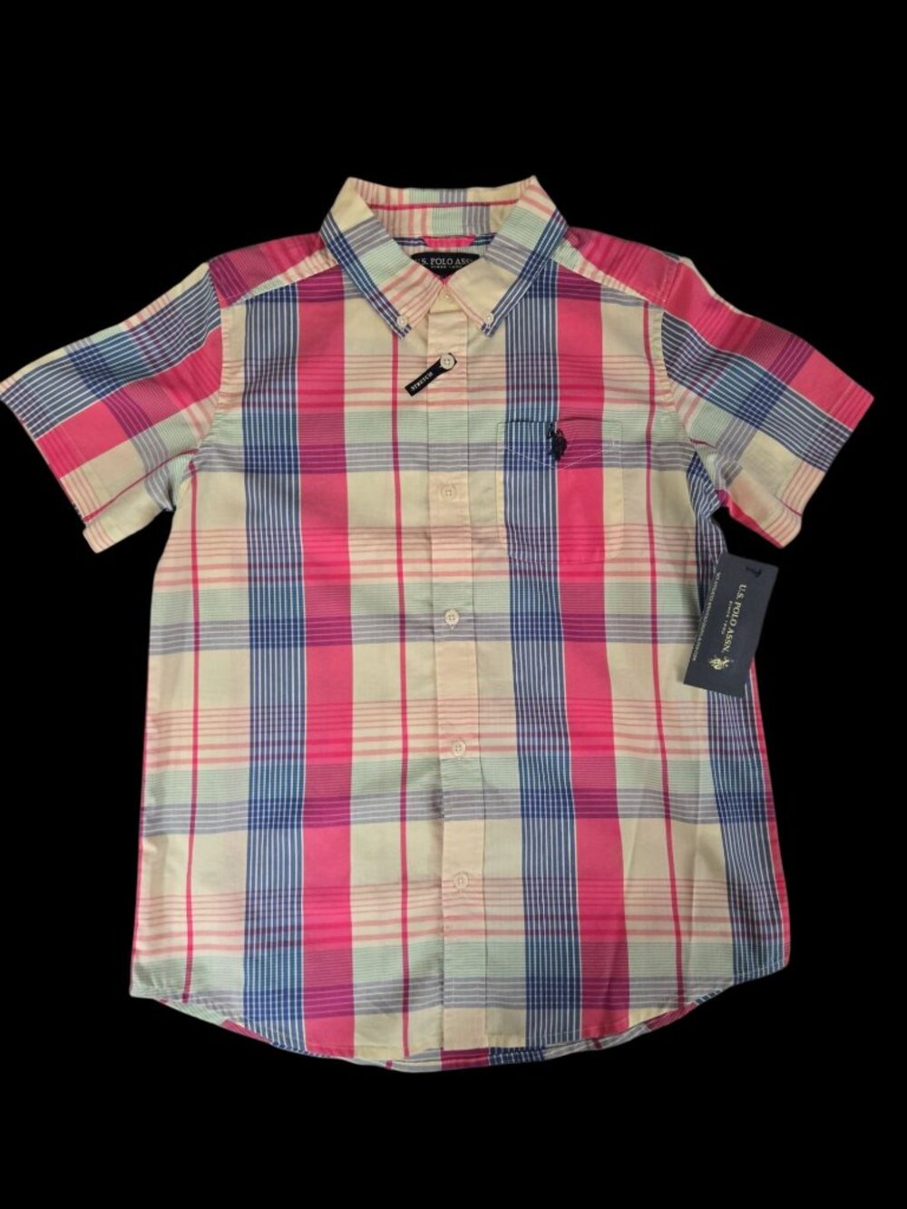 NWT U.S. Polo Assn. Boys Short Sleeve Button-Up – Size XL 14-16